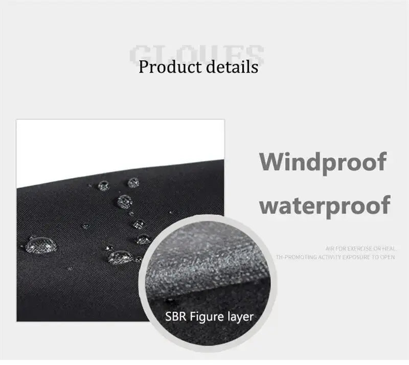 Black Winter Warm Waterproof Touch Screen Fleece Gloves