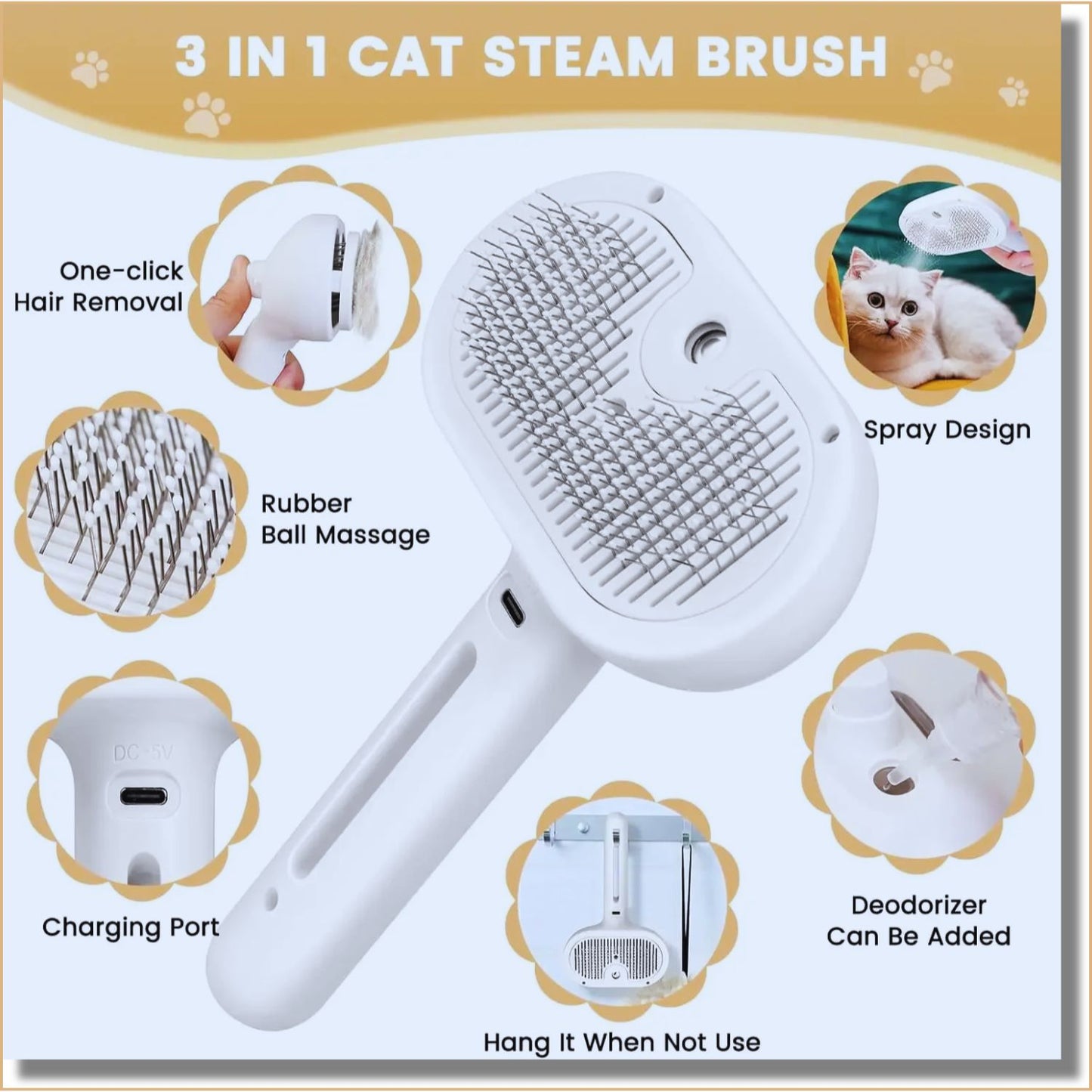 Steamy Pet Grooming Brush