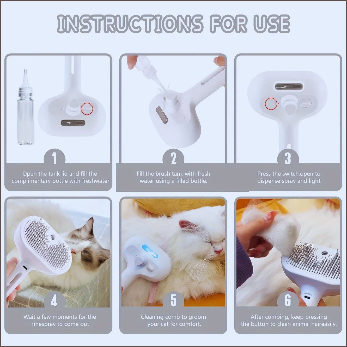 Steamy Pet Grooming Brush