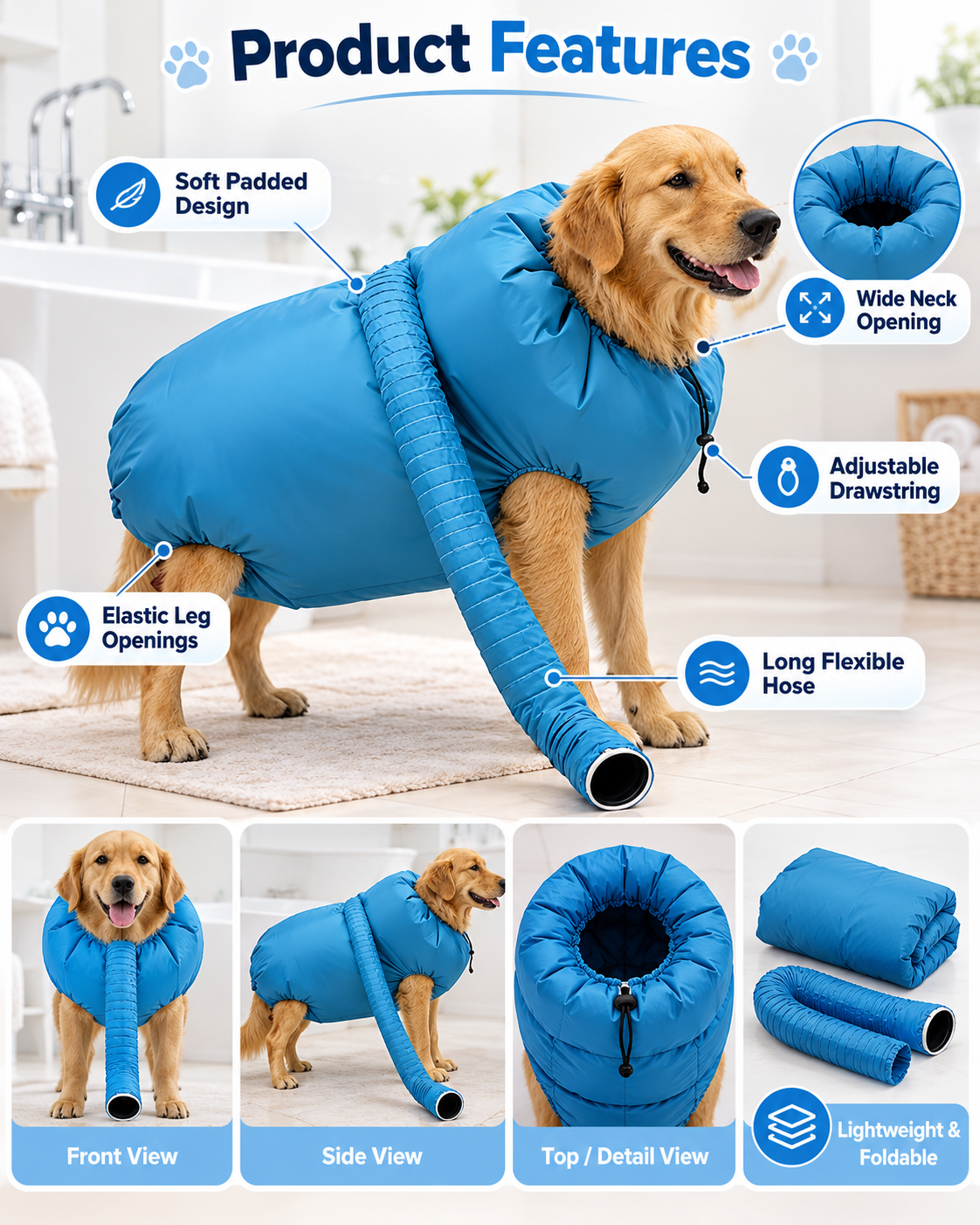 Pawdry™Hands-Free Pet Drying Bag