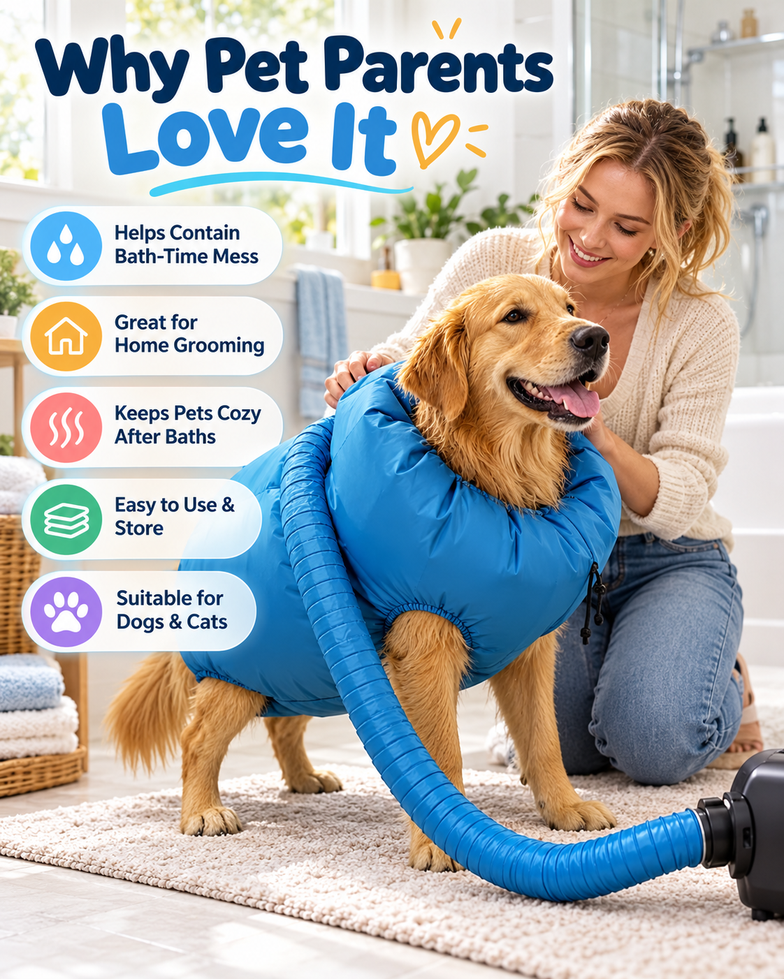 Pawdry™Hands-Free Pet Drying Bag