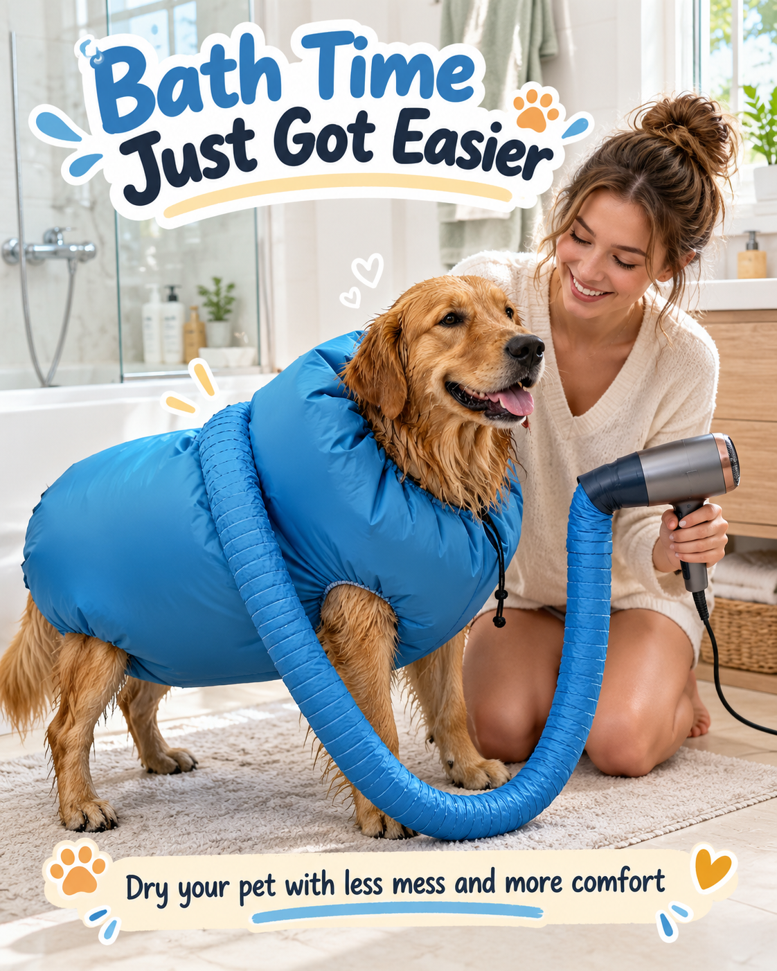 Pawdry™Hands-Free Pet Drying Bag