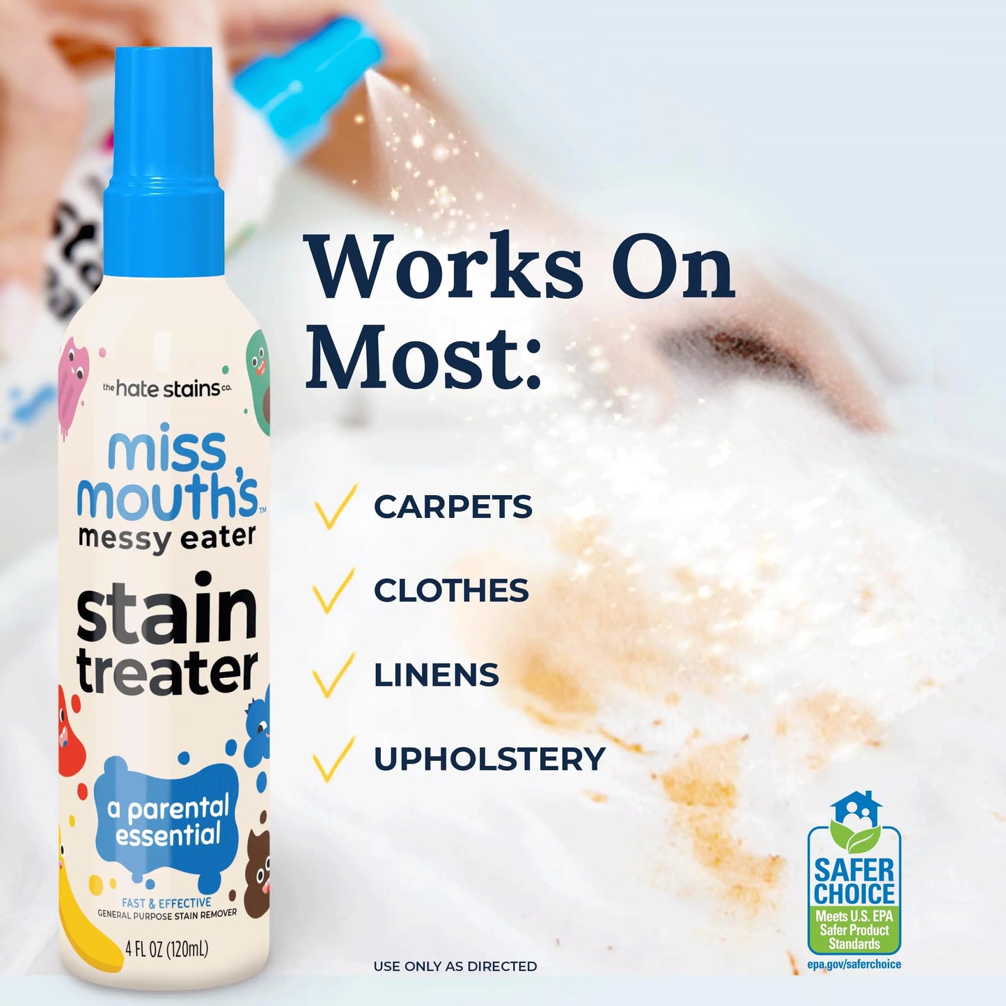 120ml Portable Stain Remover Spray Effective Yellow Stains Removal for Laundry and Shoes Dust Bleached Decontamination Treatment