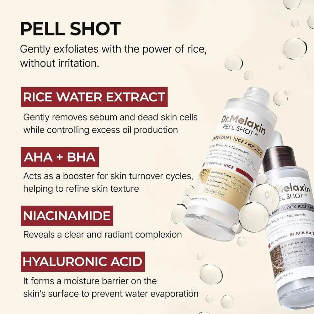 Glow Rice Ampoule Essence Niacinamide Moisturizing Hydrating Gentle Exfoliant Peel Shot Skin Repair Skincare for Daily Use