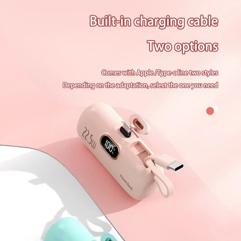 30000mAh Capsule Power Bank Fast Charging Portable Mobile Power Supply Emergency Mini External Battery For Type-C iPhone Android