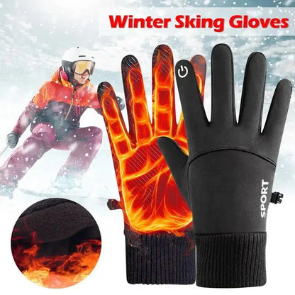 Black Winter Warm Waterproof Touch Screen Fleece Gloves