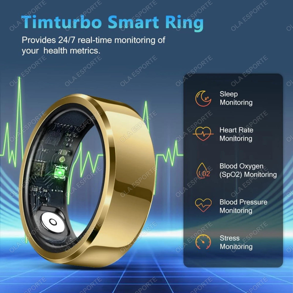 For Xiaomi Smart Ring Blood Pressure Heart Rate Monitoring Smartring IP68 & 5ATM Waterproof Multi-sport Mode Smartring Man Women
