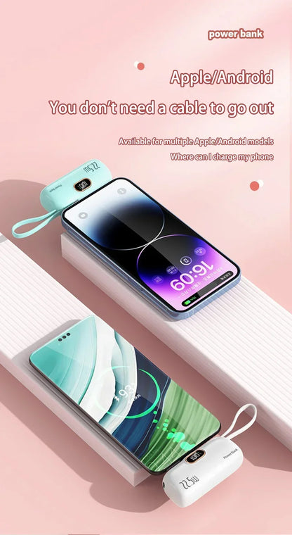 30000mAh Capsule Power Bank Fast Charging Portable Mobile Power Supply Emergency Mini External Battery For Type-C iPhone Android