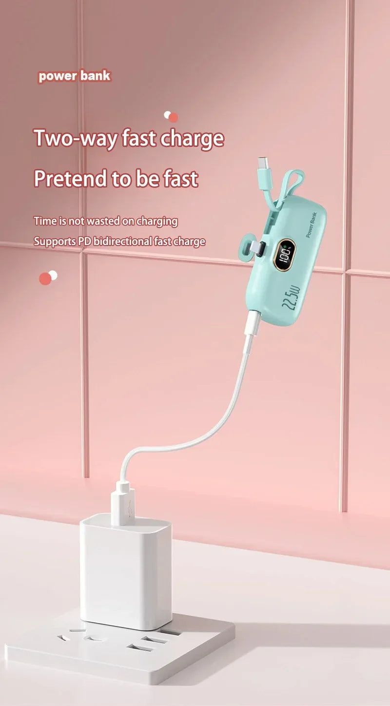 30000mAh Capsule Power Bank Fast Charging Portable Mobile Power Supply Emergency Mini External Battery For Type-C iPhone Android