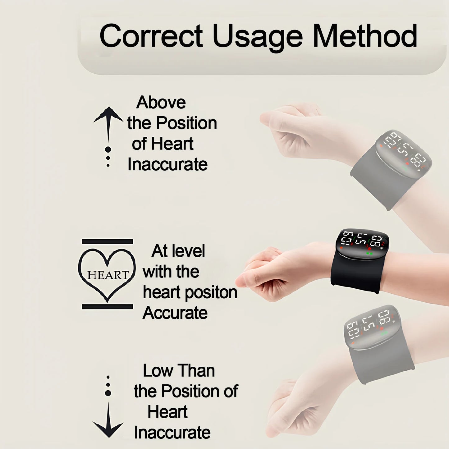 LED Screen Wrist Blood Pressure Monitor