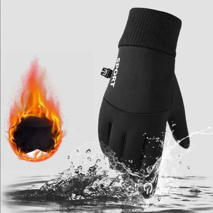 Black Winter Warm Waterproof Touch Screen Fleece Gloves