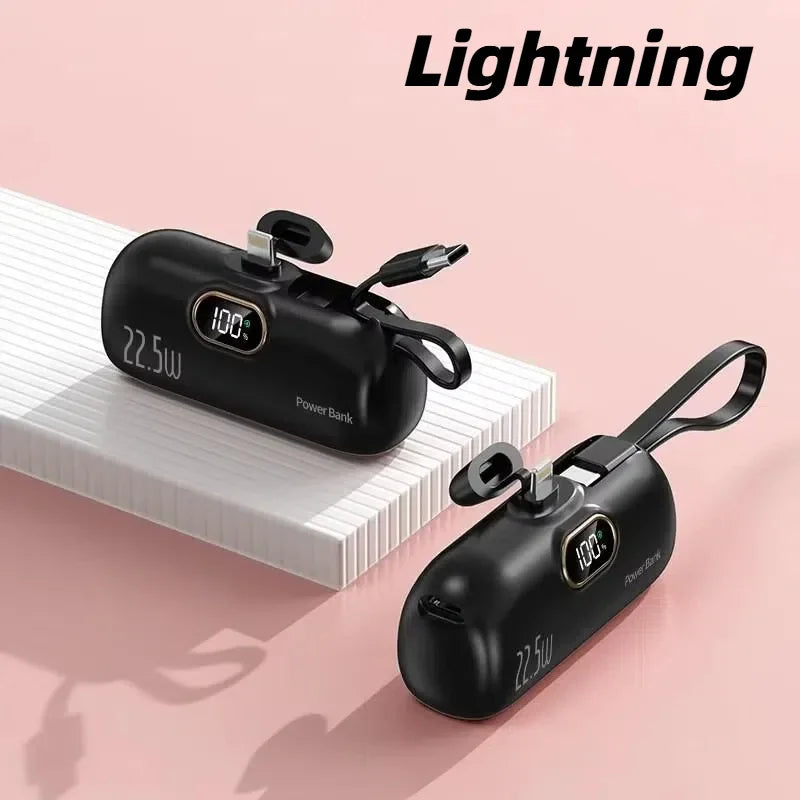 30000mAh Capsule Power Bank Fast Charging Portable Mobile Power Supply Emergency Mini External Battery For Type-C iPhone Android