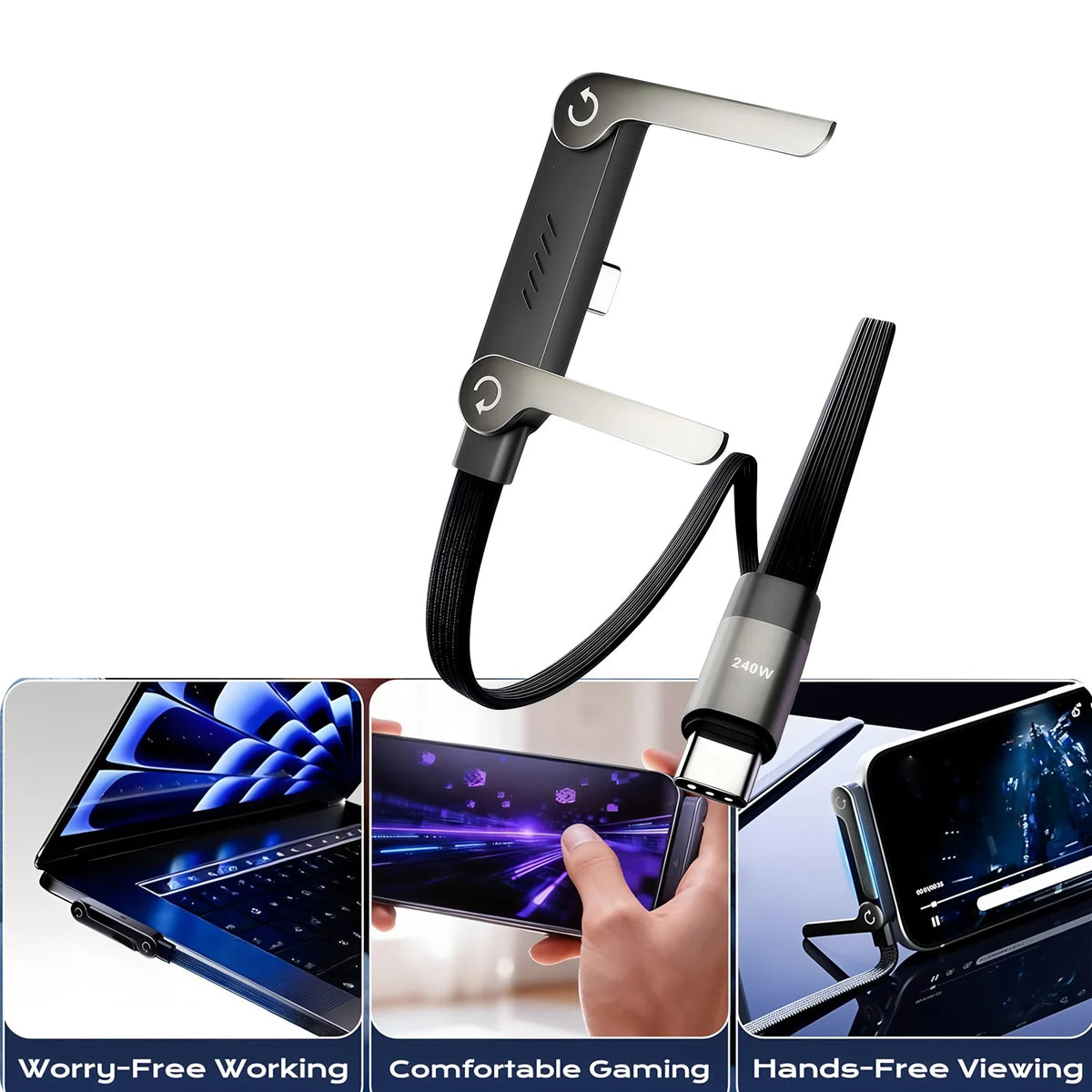 240W Fast Charging Foldable Bracket Data Cable
