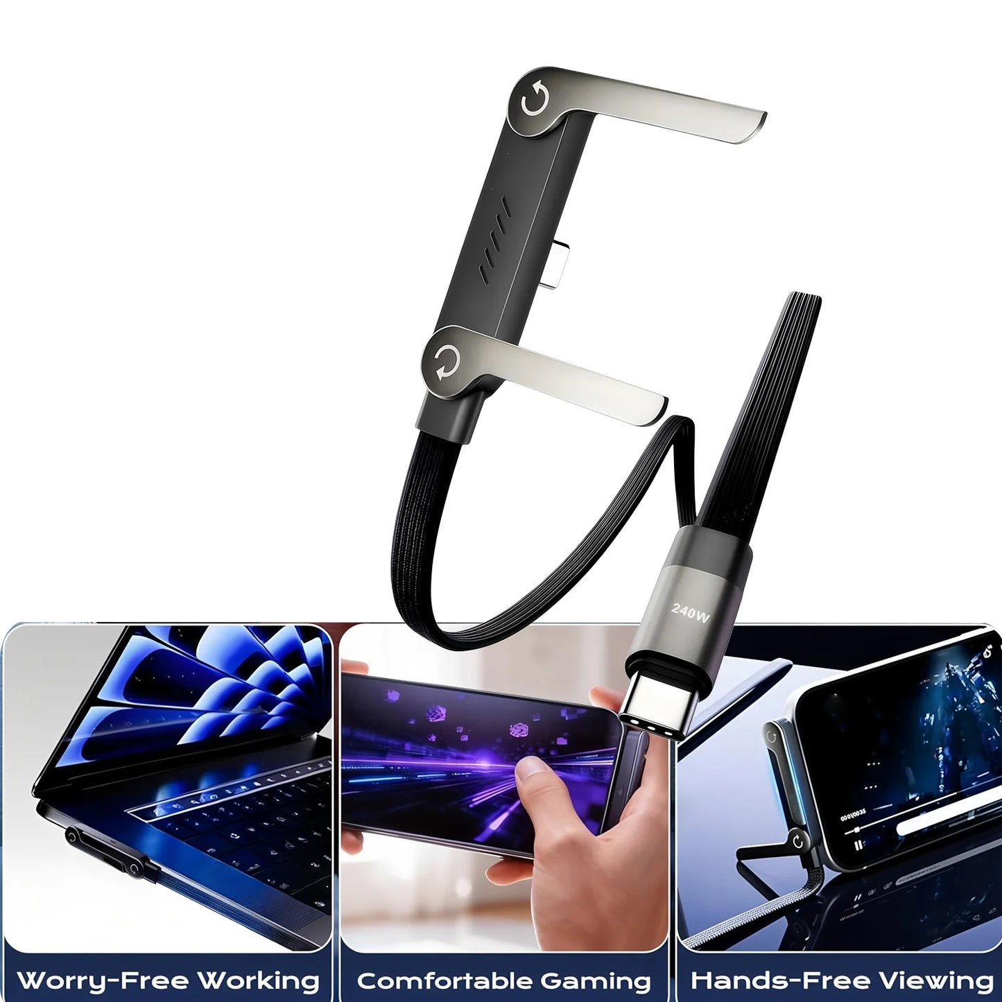 240W Fast Charging Foldable Bracket Data Cable