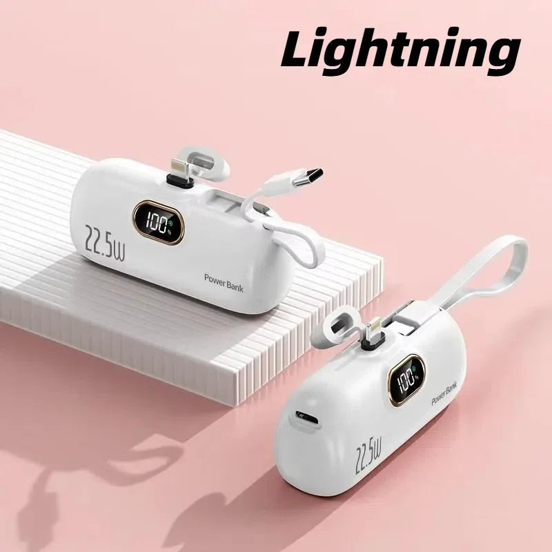 30000mAh Capsule Power Bank Fast Charging Portable Mobile Power Supply Emergency Mini External Battery For Type-C iPhone Android