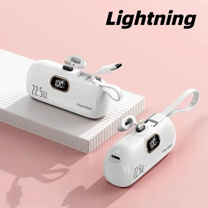 30000mAh Capsule Power Bank Fast Charging Portable Mobile Power Supply Emergency Mini External Battery For Type-C iPhone Android