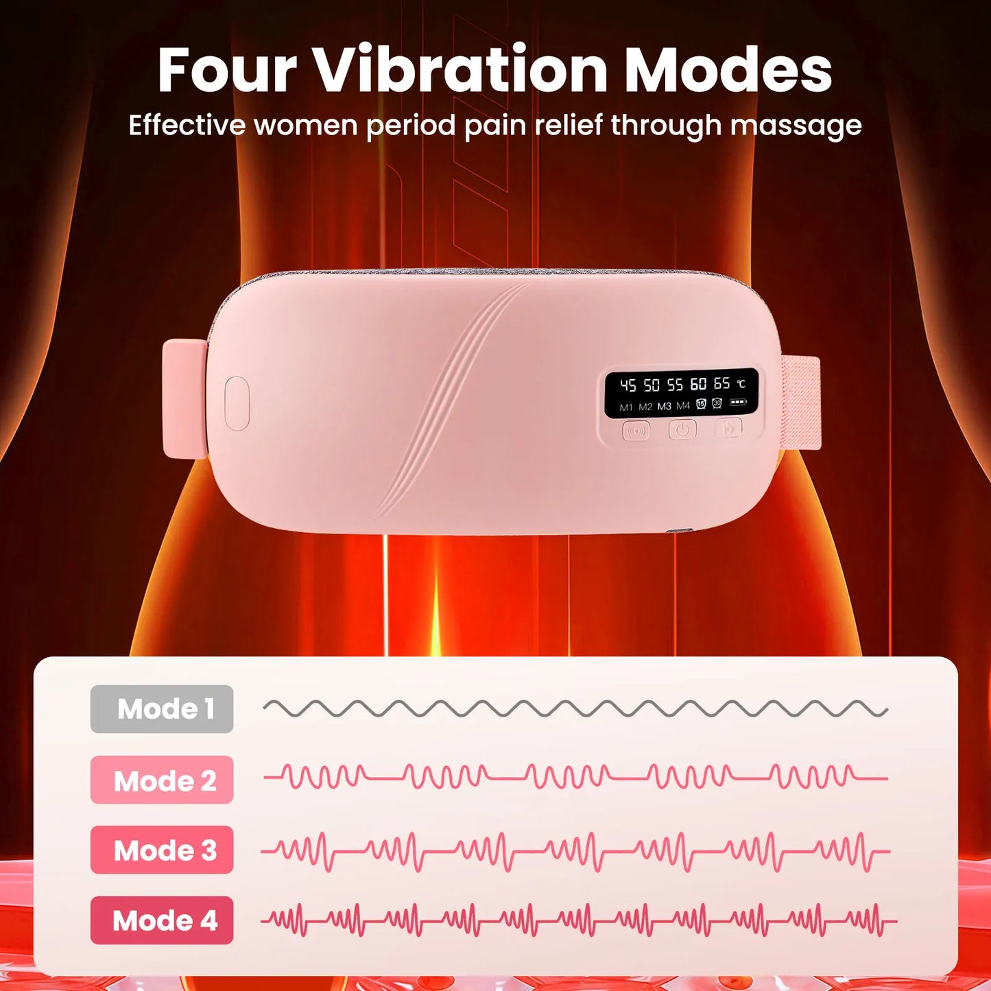 Women Menstrual Heating Pads Effective Hot Compress Period Relief Belt Rechargeable Heated Waist Massager Gifts for Female