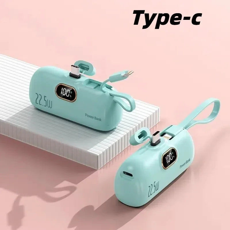 30000mAh Capsule Power Bank Fast Charging Portable Mobile Power Supply Emergency Mini External Battery For Type-C iPhone Android