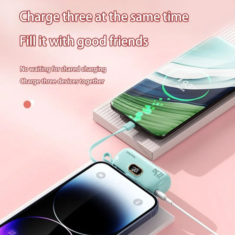 30000mAh Capsule Power Bank Fast Charging Portable Mobile Power Supply Emergency Mini External Battery For Type-C iPhone Android