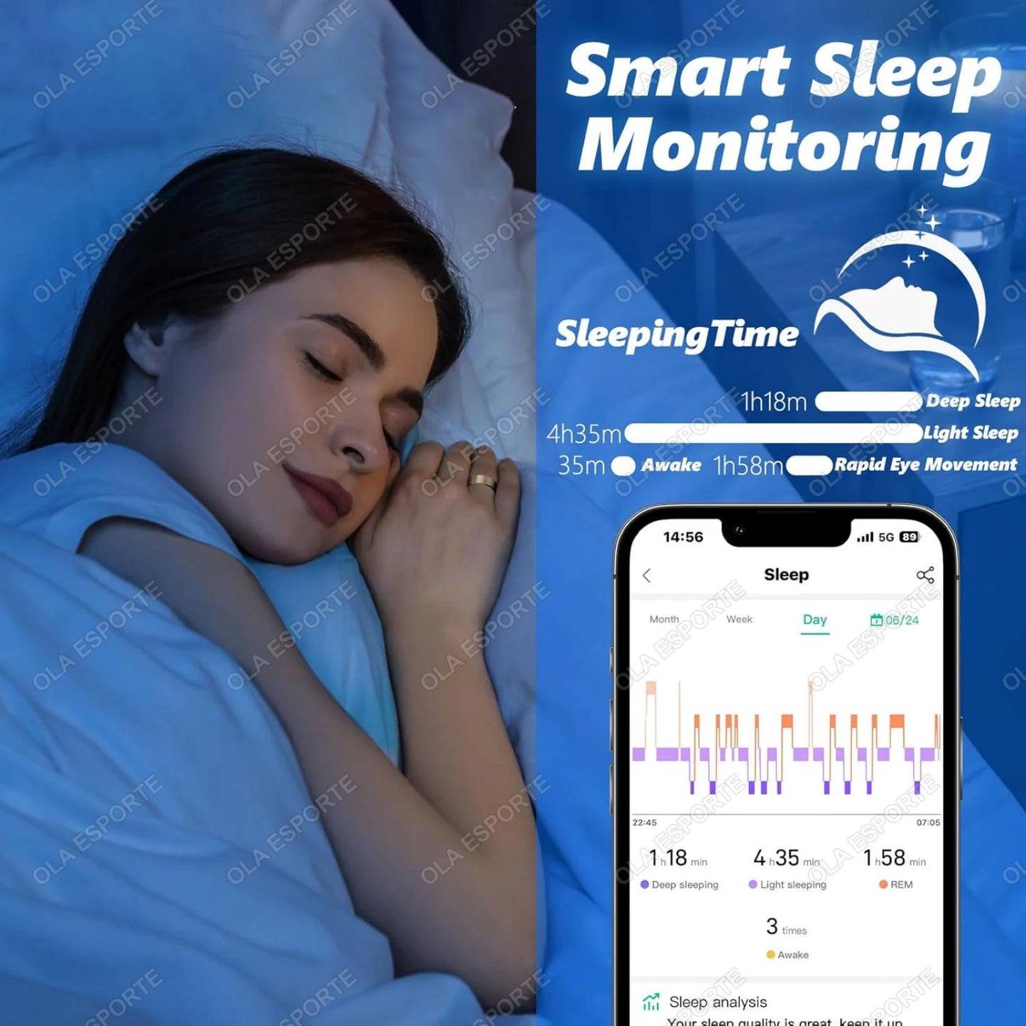 For Xiaomi Smart Ring Blood Pressure Heart Rate Monitoring Smartring IP68 & 5ATM Waterproof Multi-sport Mode Smartring Man Women