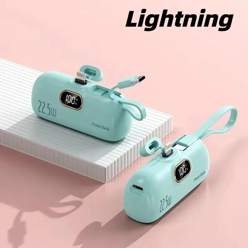 30000mAh Capsule Power Bank Fast Charging Portable Mobile Power Supply Emergency Mini External Battery For Type-C iPhone Android