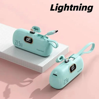 30000mAh Capsule Power Bank Fast Charging Portable Mobile Power Supply Emergency Mini External Battery For Type-C iPhone Android