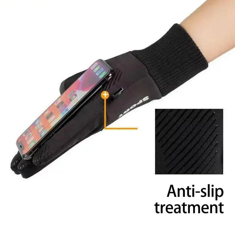 Black Winter Warm Waterproof Touch Screen Fleece Gloves