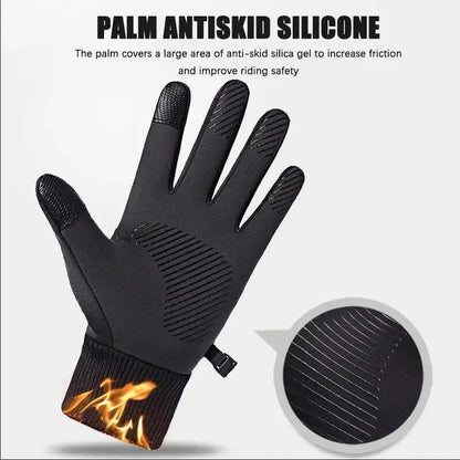 Black Winter Warm Waterproof Touch Screen Fleece Gloves