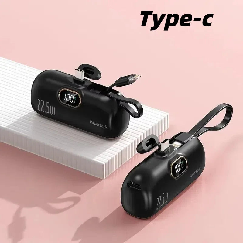 30000mAh Capsule Power Bank Fast Charging Portable Mobile Power Supply Emergency Mini External Battery For Type-C iPhone Android