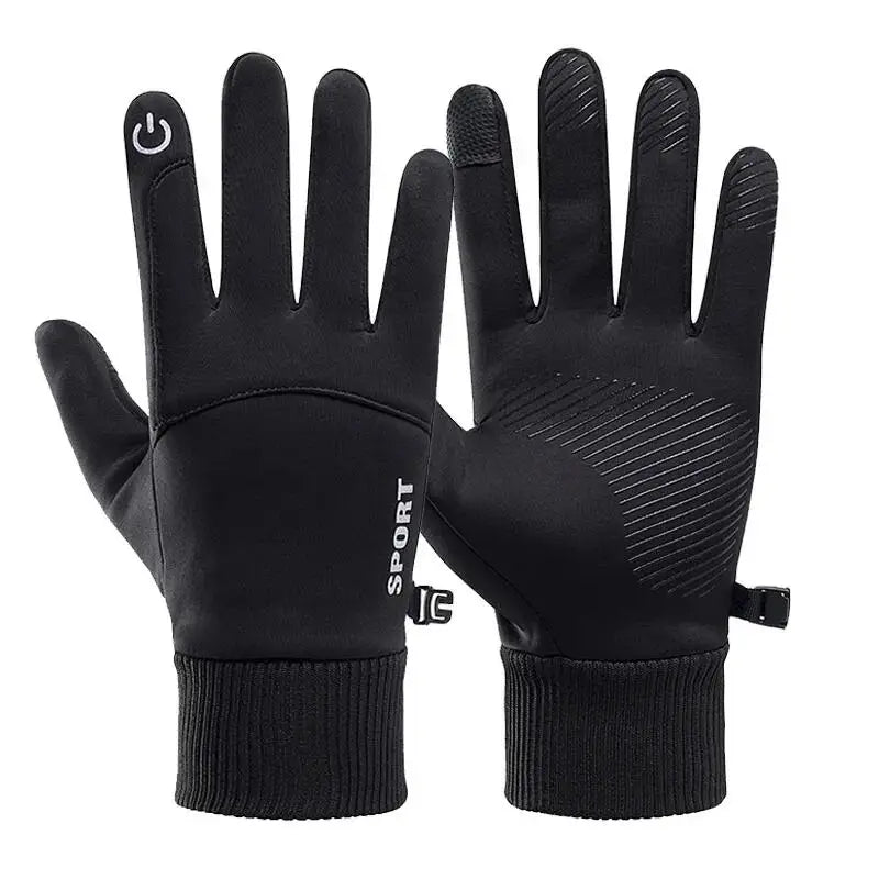 Black Winter Warm Waterproof Touch Screen Fleece Gloves