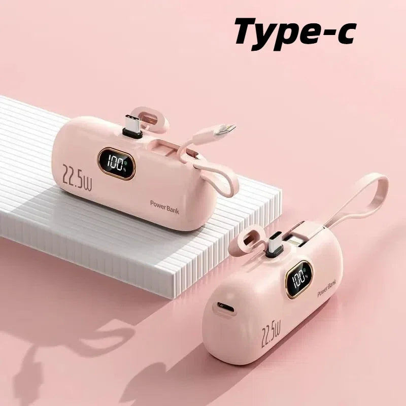 30000mAh Capsule Power Bank Fast Charging Portable Mobile Power Supply Emergency Mini External Battery For Type-C iPhone Android