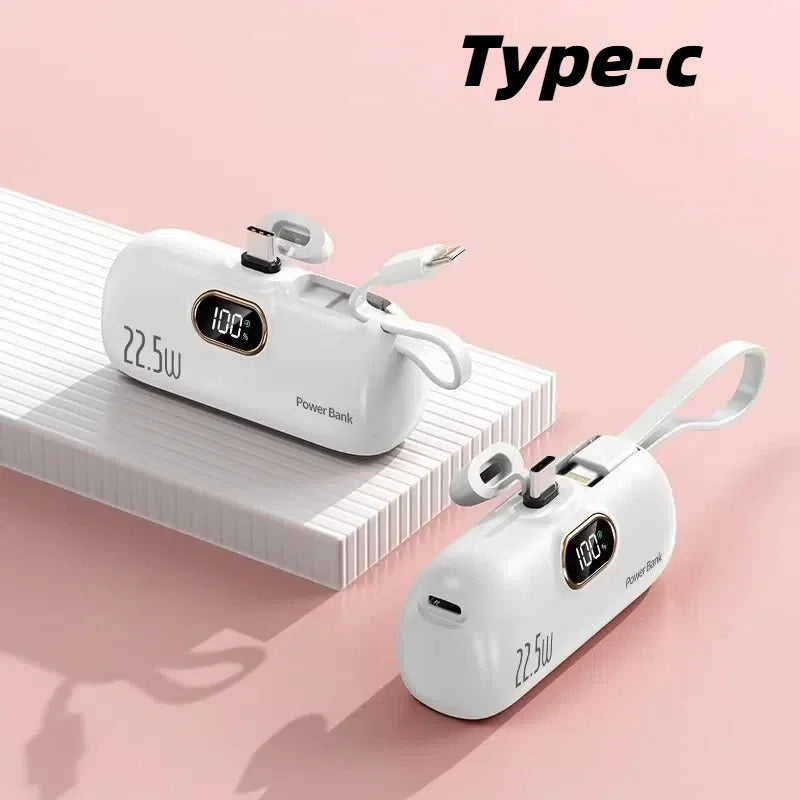 30000mAh Capsule Power Bank Fast Charging Portable Mobile Power Supply Emergency Mini External Battery For Type-C iPhone Android