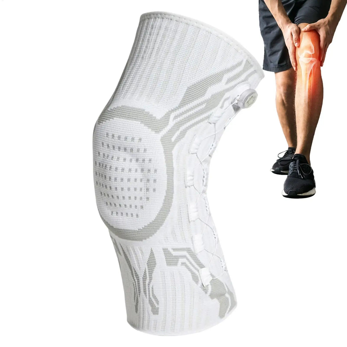 Knee Compression Sleeve with Support Strap for Running & Sports