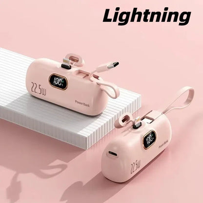 30000mAh Capsule Power Bank Fast Charging Portable Mobile Power Supply Emergency Mini External Battery For Type-C iPhone Android