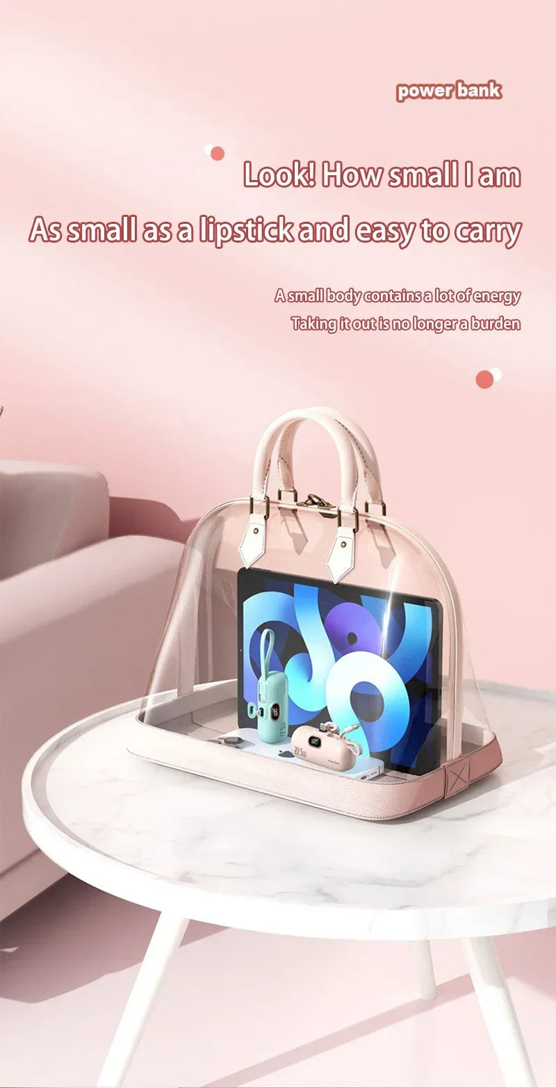 30000mAh Capsule Power Bank Fast Charging Portable Mobile Power Supply Emergency Mini External Battery For Type-C iPhone Android