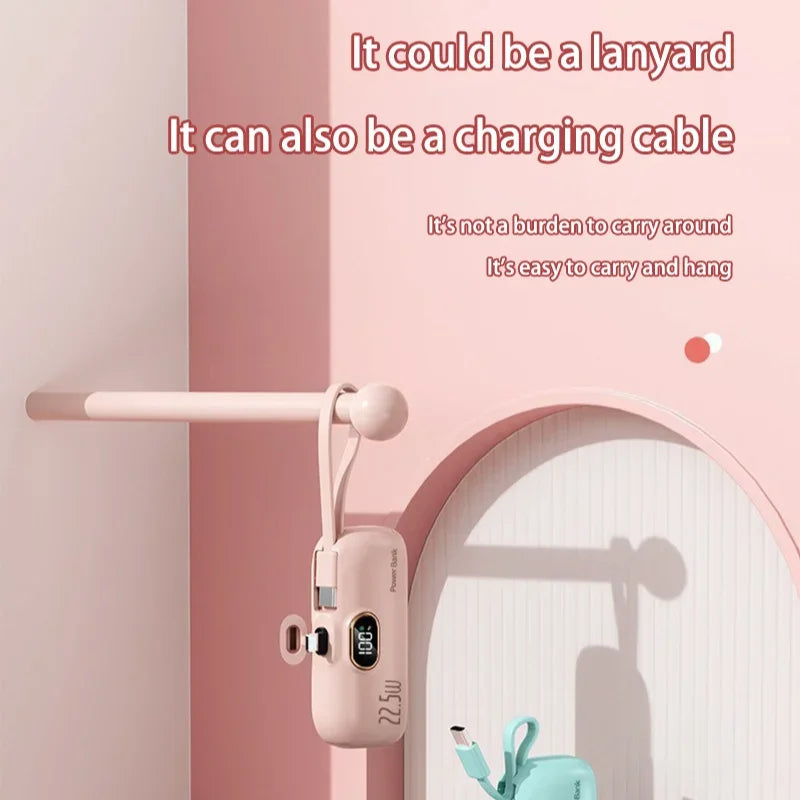 30000mAh Capsule Power Bank Fast Charging Portable Mobile Power Supply Emergency Mini External Battery For Type-C iPhone Android