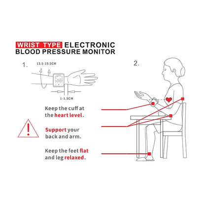 LED Screen Wrist Blood Pressure Monitor