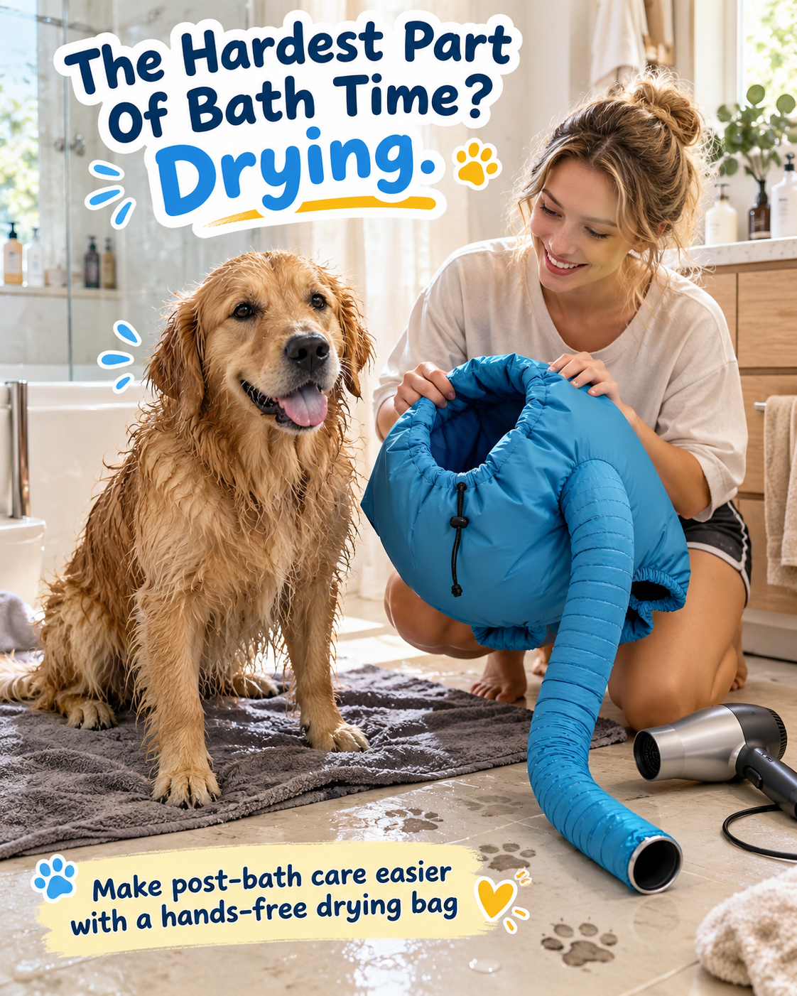 Pawdry™Hands-Free Pet Drying Bag
