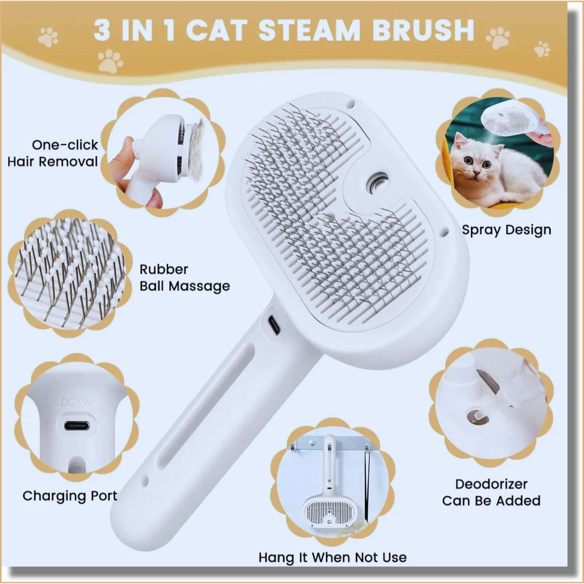 Steamy Pet Grooming Brush