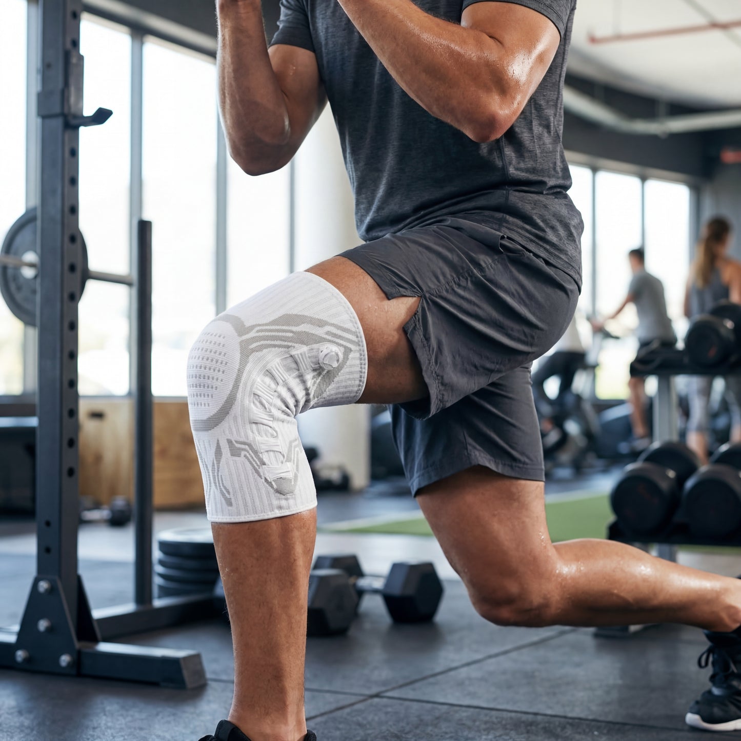 Knee Compression Sleeve with Support Strap for Running & Sports