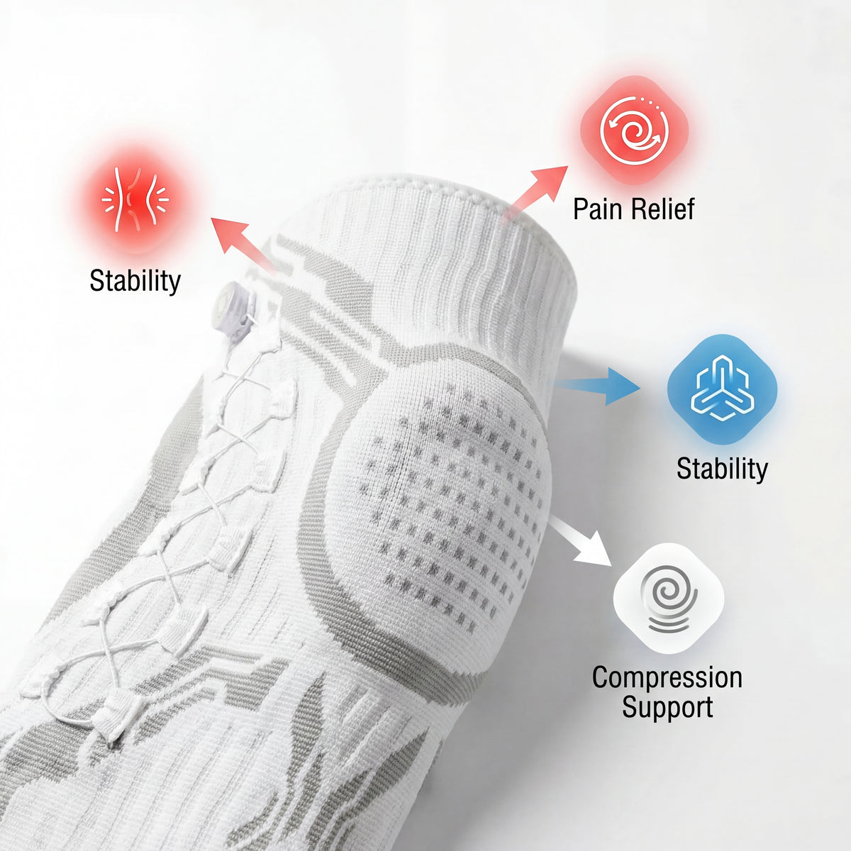Knee Compression Sleeve with Support Strap for Running & Sports